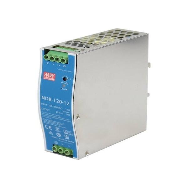 Power Supply, 90 to 264V AC/120 to 370V DC, 12V DC, 120W, 10A, DIN Rail